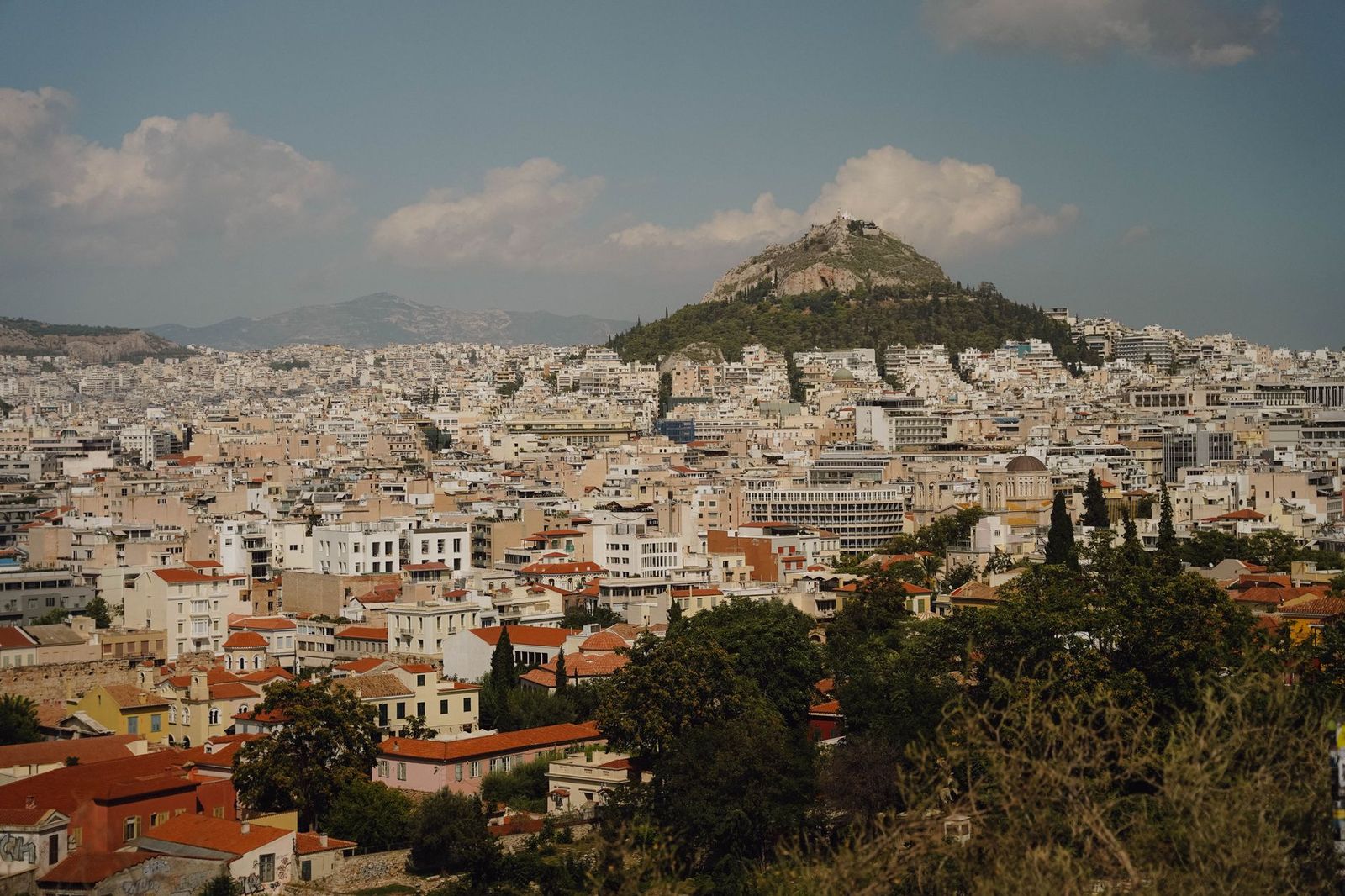 Panoramic view of Athens with Lycabettus Hill